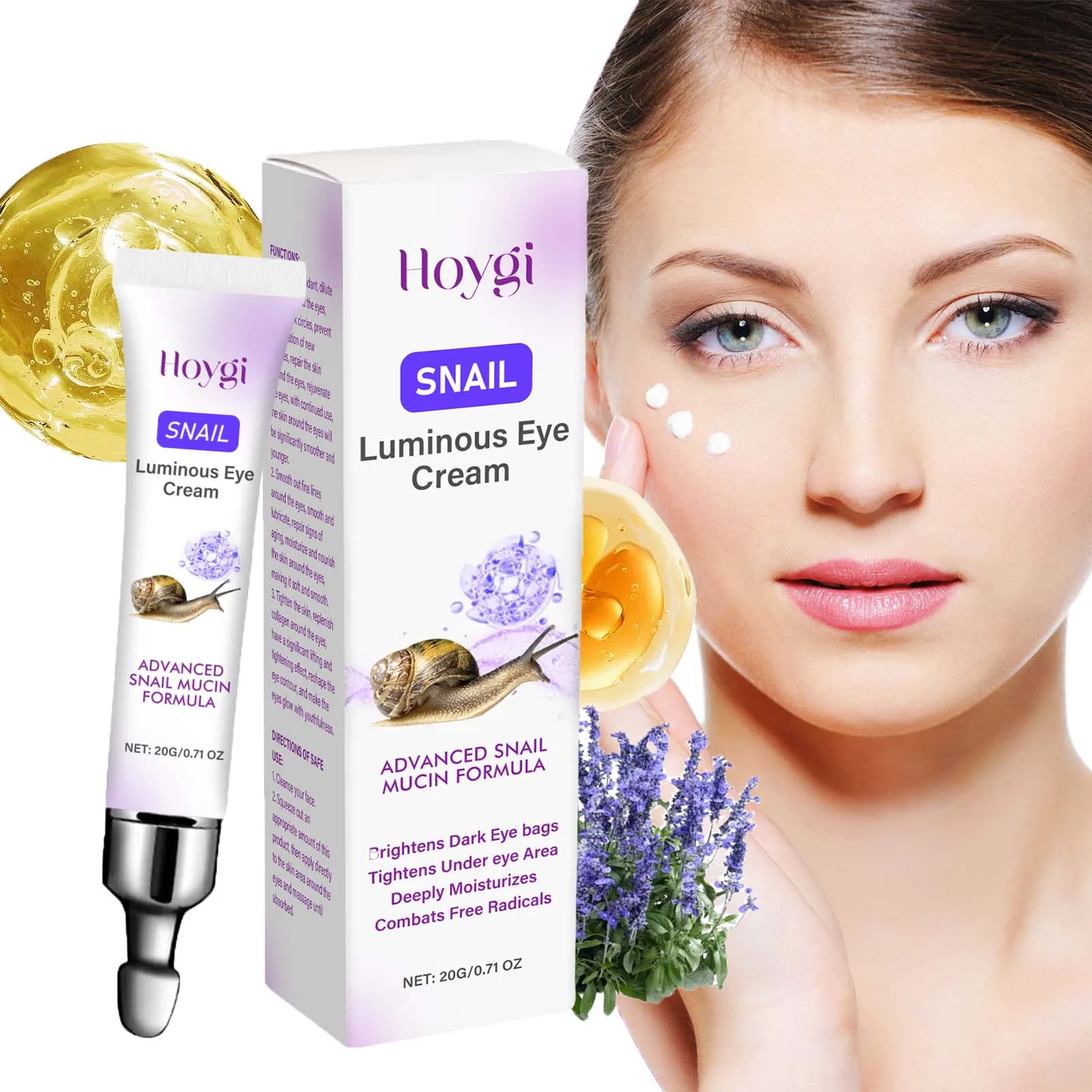 

Snail Luminous Eye Cream Brightening Fade Fine Lines Firming Smoothing Eye Area Skin Improve Dark Circles Firming Care Eye Cream