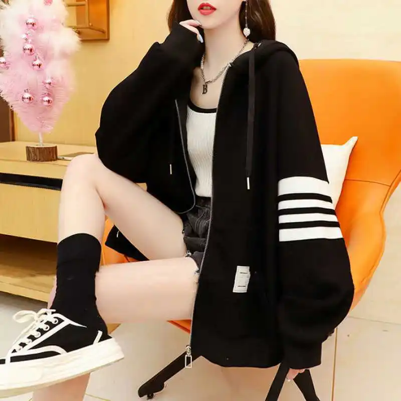 

ZOUXO Hoodies Women 2022 Spring Autumn Loose Thin Hooded Clothes New Fashion Long Sleeve Korean Style Casual Coat