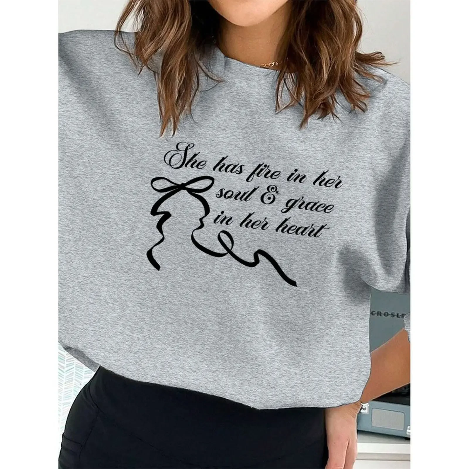 

Women's Sweatshirts O-Neck Printed Pattern Loose Casual Sports Pullovers Comfortable Velvet Long Sleeve Sweater Winter For Women