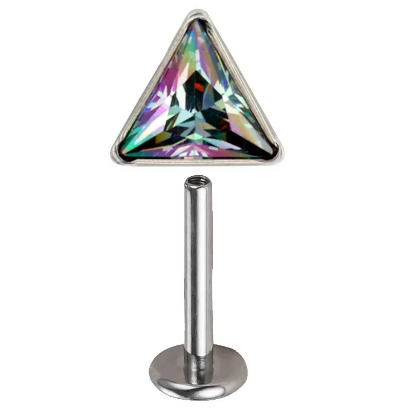 ASTM F136 Titanium Triangle Zirconia Labret Studs Earrings