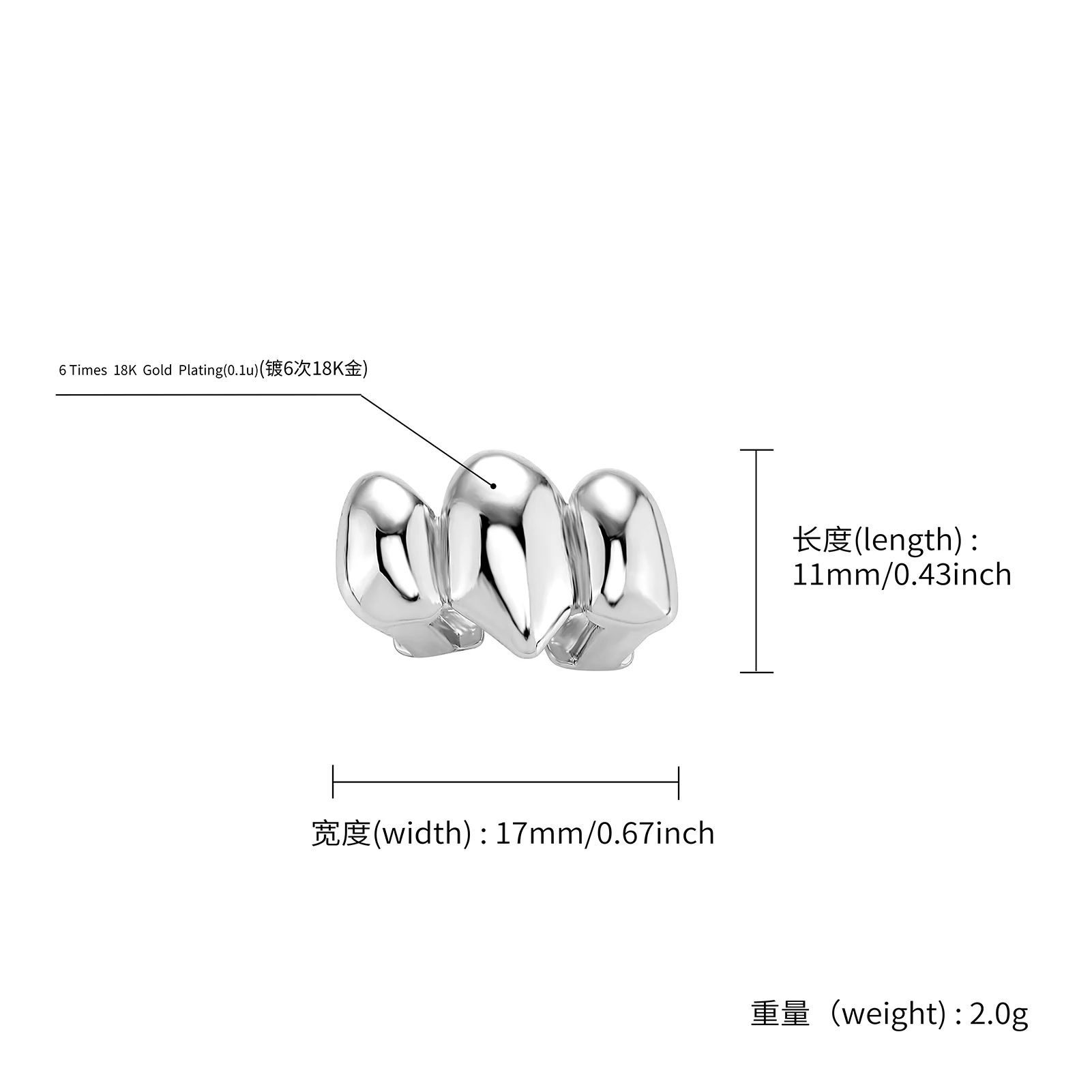 TOPGRILLZ الهيب هوب لامعة الأسنان Grillz الأنياب الشرير 3 قبعات الأسنان للنساء الرجال المجوهرات هالوين تأثيري هدية شوايات الأسنان