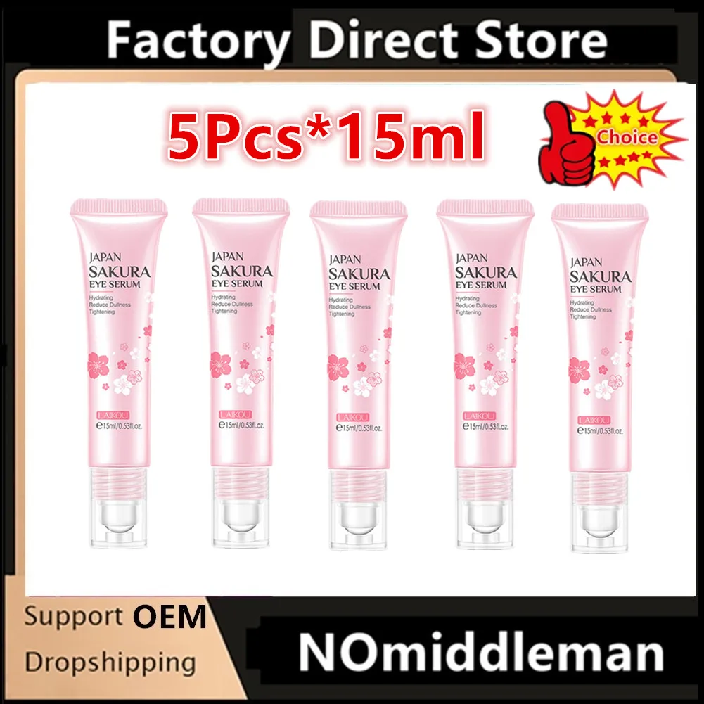 

5x15 мл сыворотка Сакура, массажный крем для глаз, скользящий шарик, укрепляющее средство для удаления темных кругов, морщин, против отечности, сыворотка под глазами