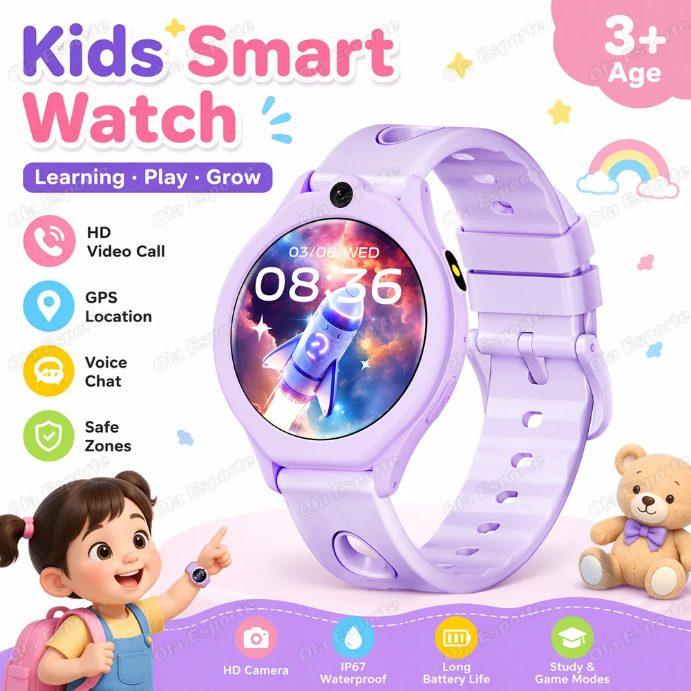 Kinder-Smartwatch HD-Touchscreen Kamera-Steuerung 18 Spiele Kalender Bewegungserinnerung Taschenrechner Taschenlampe Kindergeschenk PK HW12