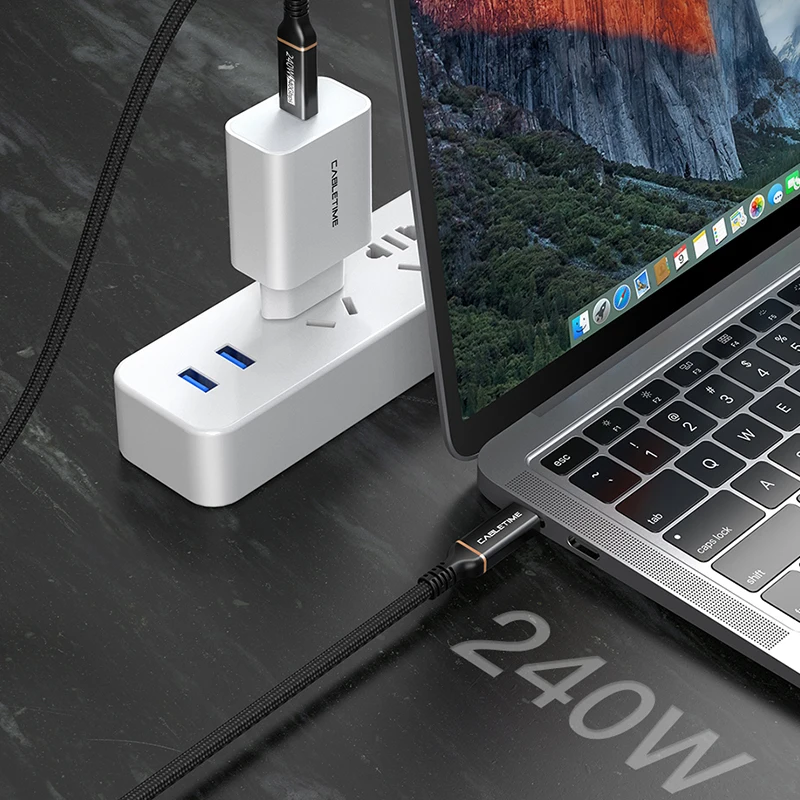 CABLETIME USB 4 Thunderbolt 4 Cabo Compatível Tipo c 8K @ 60Hz Transferência de Dados 240W Carregamento Rápido para Dell Macbook C413