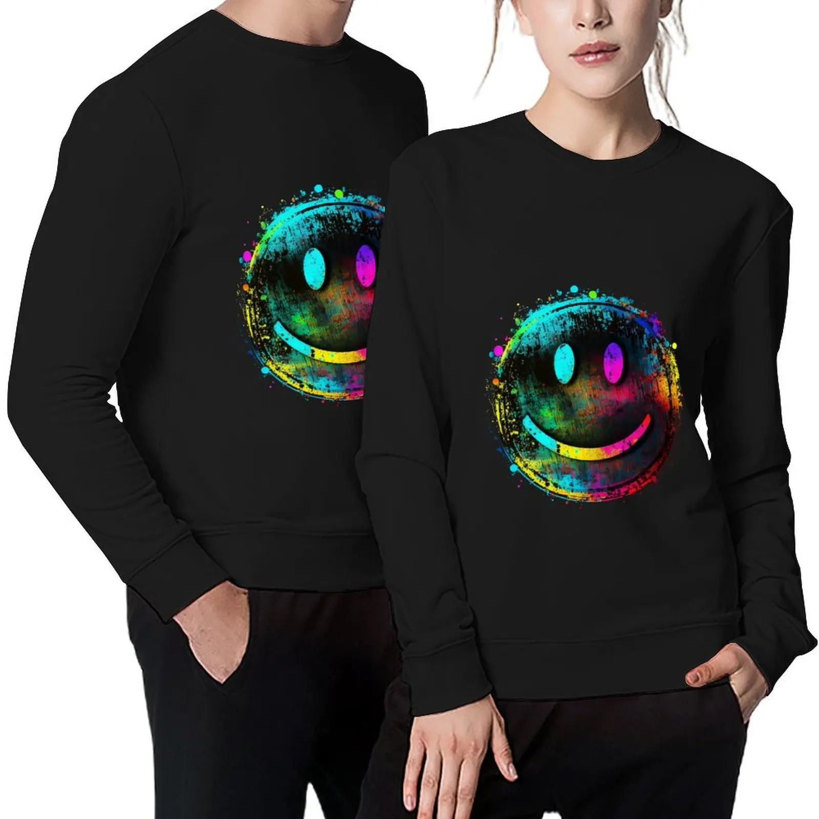 

Rave Techno Acid Festival Smiley Pullover men's clothing korean style clothes men clothing korean clothes oversize sweatshirts