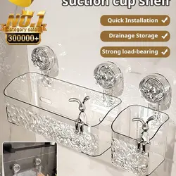 Bathroom Shelf Transparently Suction Cup No-drill Corner Shelf Shower Storage Rack Holder Suction Cup Shelf Bath Accessories