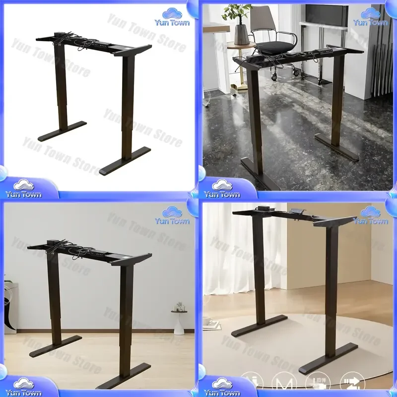 Adjustable Height Electric Standing Desk Frame Dual Motor Big Size Extending Table Frame Black Metal for Office Home