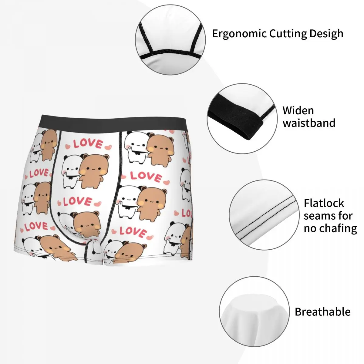 Printed Boxer Bubu Dudu Love Story Shorts Panties Briefs Men\'s Underwear Panda Bear Soft Underpants for Homme