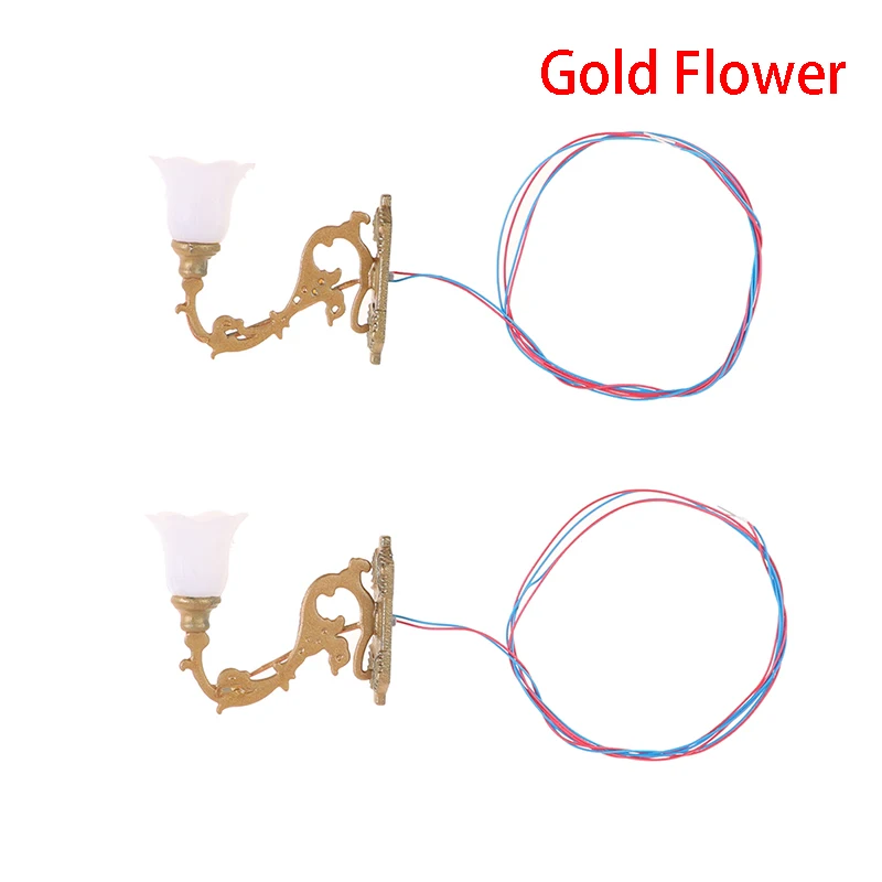 2 stücke Puppenhaus Wand Lampe Modell Garten Hof Kronleuchter Sand Tisch Led Licht Puppe Haus Dekor Material Warm Weiß
