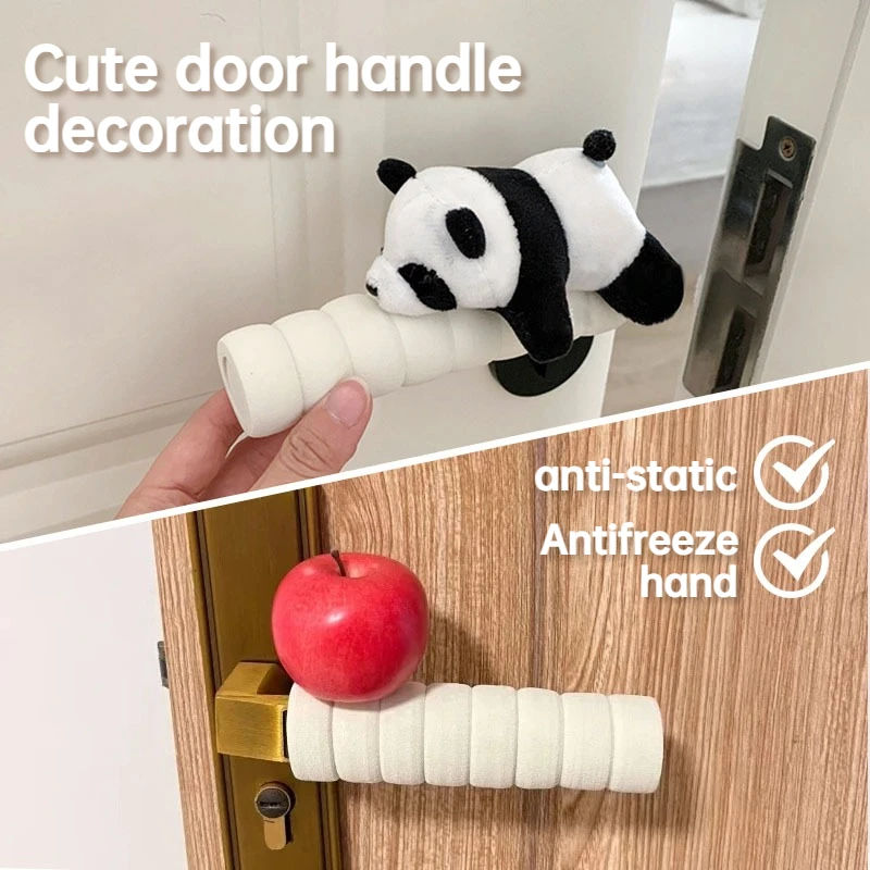 Kindertürgriff, kollisions- und frostsichere Handschutzabdeckung, niedlicher antistatischer dekorativer Panda und Apfelabdeckung