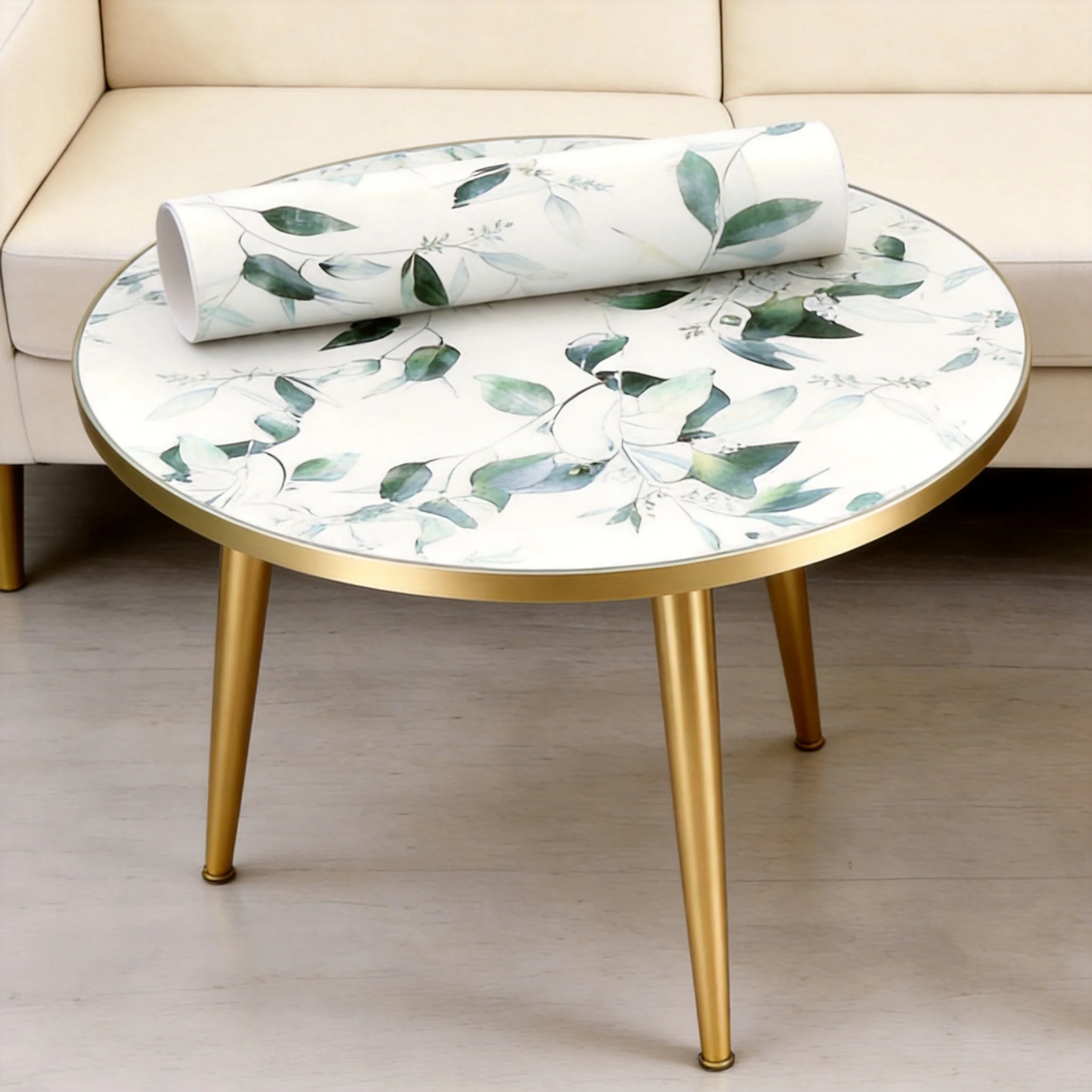 Green Leaf Self Adhesive Wallpaper Waterproof Vinyl Peel and Stick Contact Paper for Home Wall Cabinet Door DIY Renovation Decor