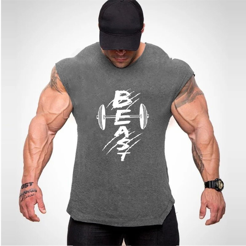 New Gym Tank Top Summer Brand Cotton Sleeveless Shirt Casual Fashion Fitness Stringer Tank Top Men bodybuilding Clothing