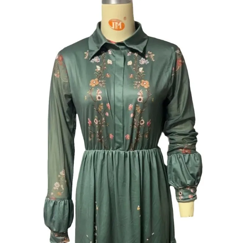 Abito da donna con stampa floreale vintage di lusso Abito da donna a maniche lunghe con scollo a V Boho Abito lungo Design Abiti da festa alla moda Abiti Abbigliamento