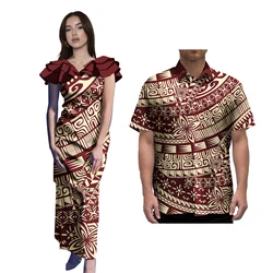 Couples Clothing Men and women 2 piece set clothing Polynesian Fashion Bodycon Casual Dresses Matching Men Shirt