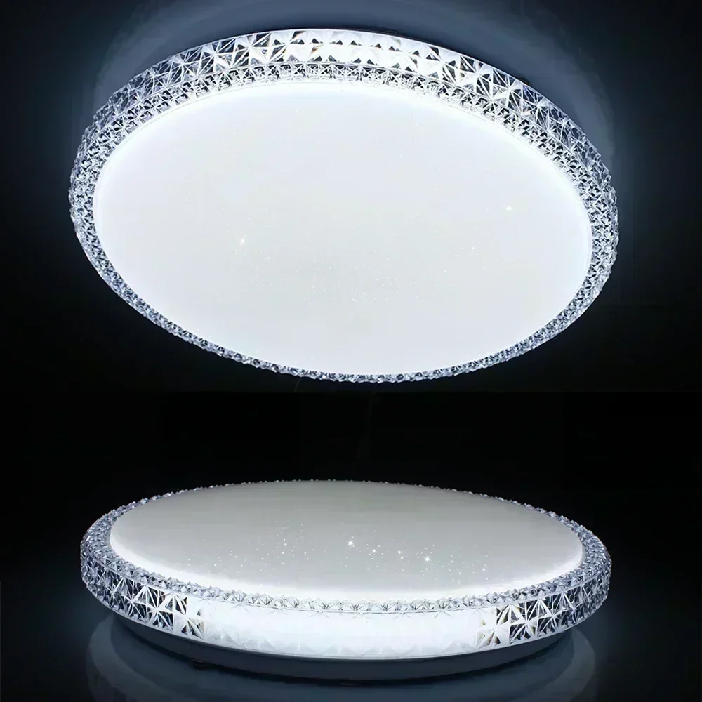 Diamond Design LED Ceiling Lamp with Remote Switch Crystal Chandelier Plafonnier 72/200W White Warm Lighting for Dining Decor