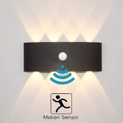 Luz LED de pared con Sensor de movimiento para exteriores, resistente al agua candelabro de pared, lámparas brillantes de inducción para jardín, patio, pasillo