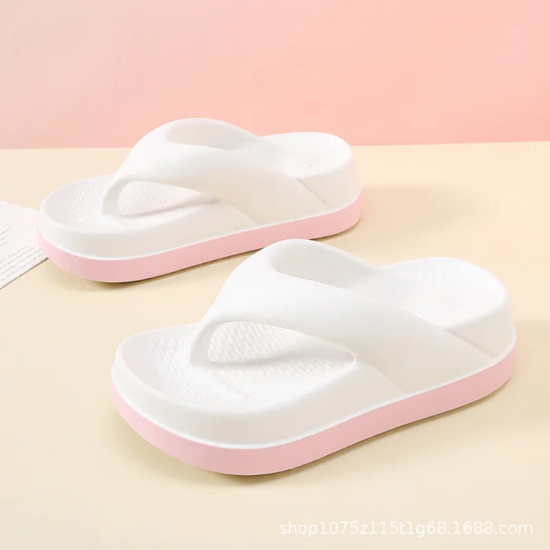 Flip-Flop Elevado Sole Grosso para Mulheres, Anti Slip, Roupa Externa, Chinelos de Praia de Lazer, Verão, Novo, 2022