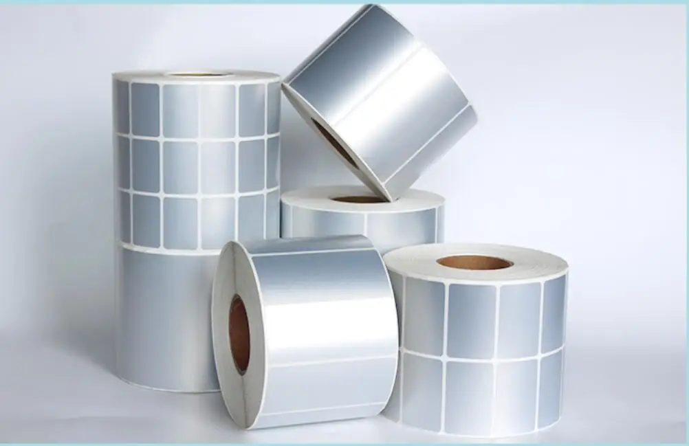 PET Silver Self-adhesive Label Paper Sticker Blank Barcode Printing Paper Waterproof Thermal Transfer Ribbon Printer Sticker