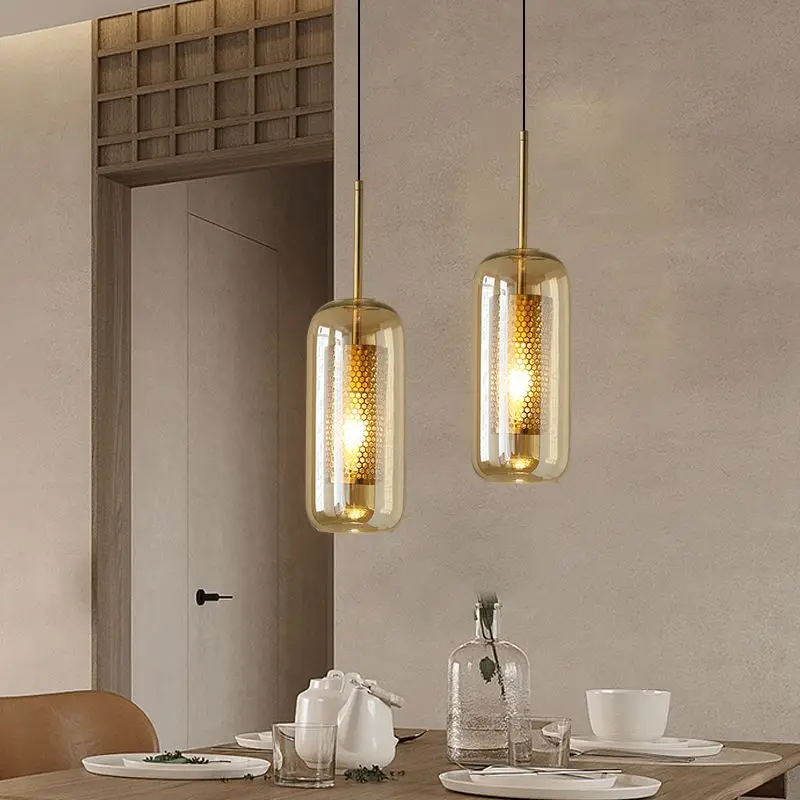 Nordic Postmodern Restaurant Glass Ceiling Chandelier Dining Room Pendent Light Hanging Lamps Home Led Indoor Lighting Fixtures
