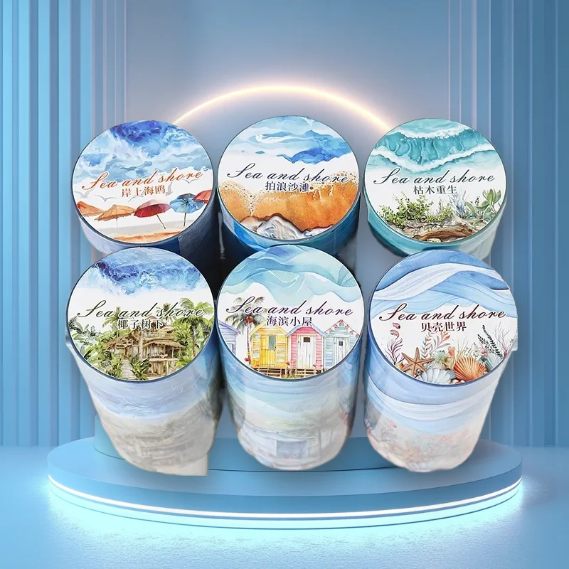 1 Rolle/3 Rolle 6 Style Ästhetisches Sea Shore Tape Großformatiges nahtloses Dekor für Tagebücher