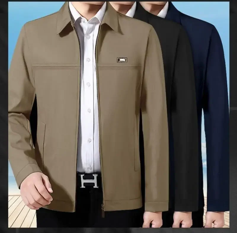 2026 Newest Solid Business Men's Jacket Male Slim Fit Outerwear Men Zip Up Jacket Men Spring Thin Jacket Men's Clothing