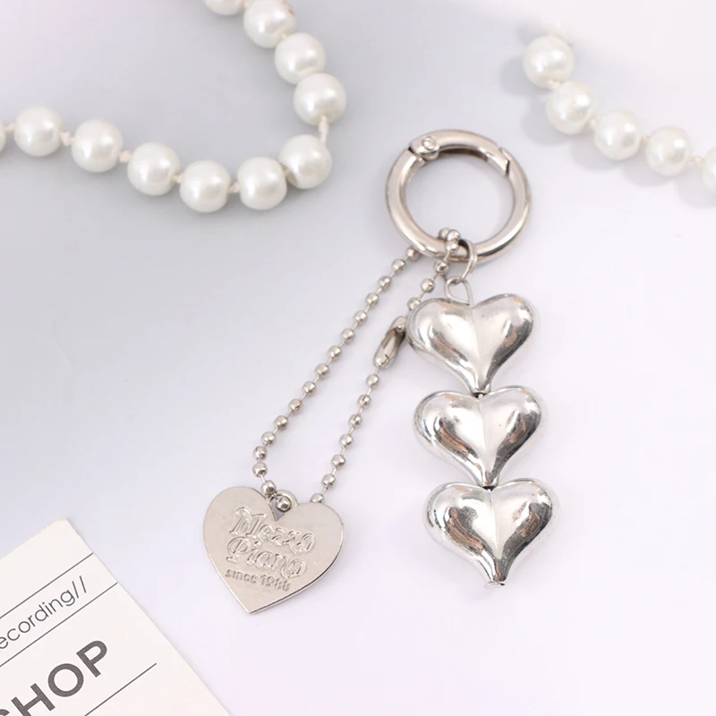 Fashionable Heart Beaded Key Chain Multifunctional Mobile Phone Lanyard Personalized Car Key Accessory Key Ring Bag Pendant