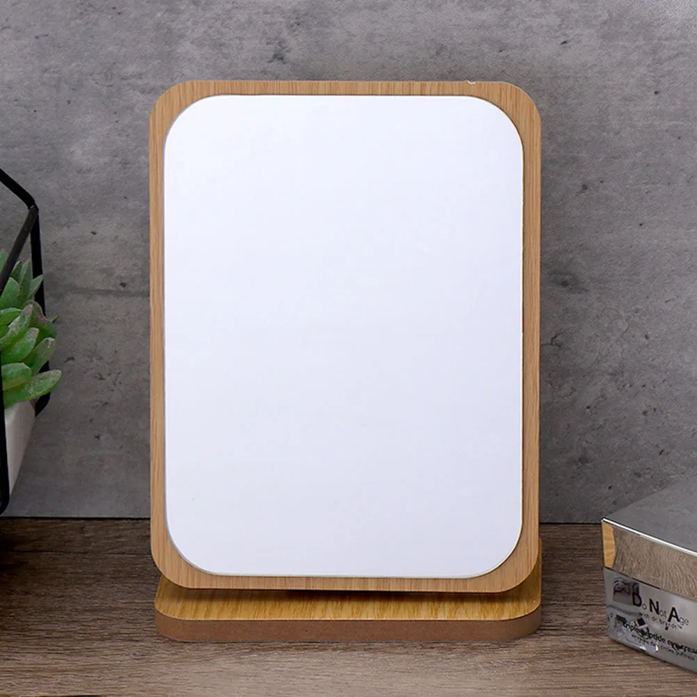 

Single Side Desktop Mirror Foldable Wood Frame High Definition Non Distortion Reflective Surface for Bathroom