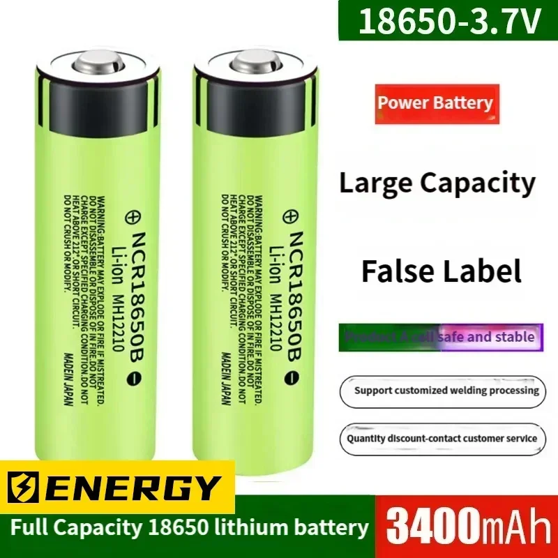 NCR18650 3400mAh Battery Ncr18650b 34B 3.7V 18650 3400mah Toy batteries Rechargeable Lithium Battery Flashlight 18650 Battery