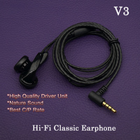 V3 HiFi T-Music Flathead Earphones 3.5mm In-Ear Earphones 44ohm Headset Nature Sound