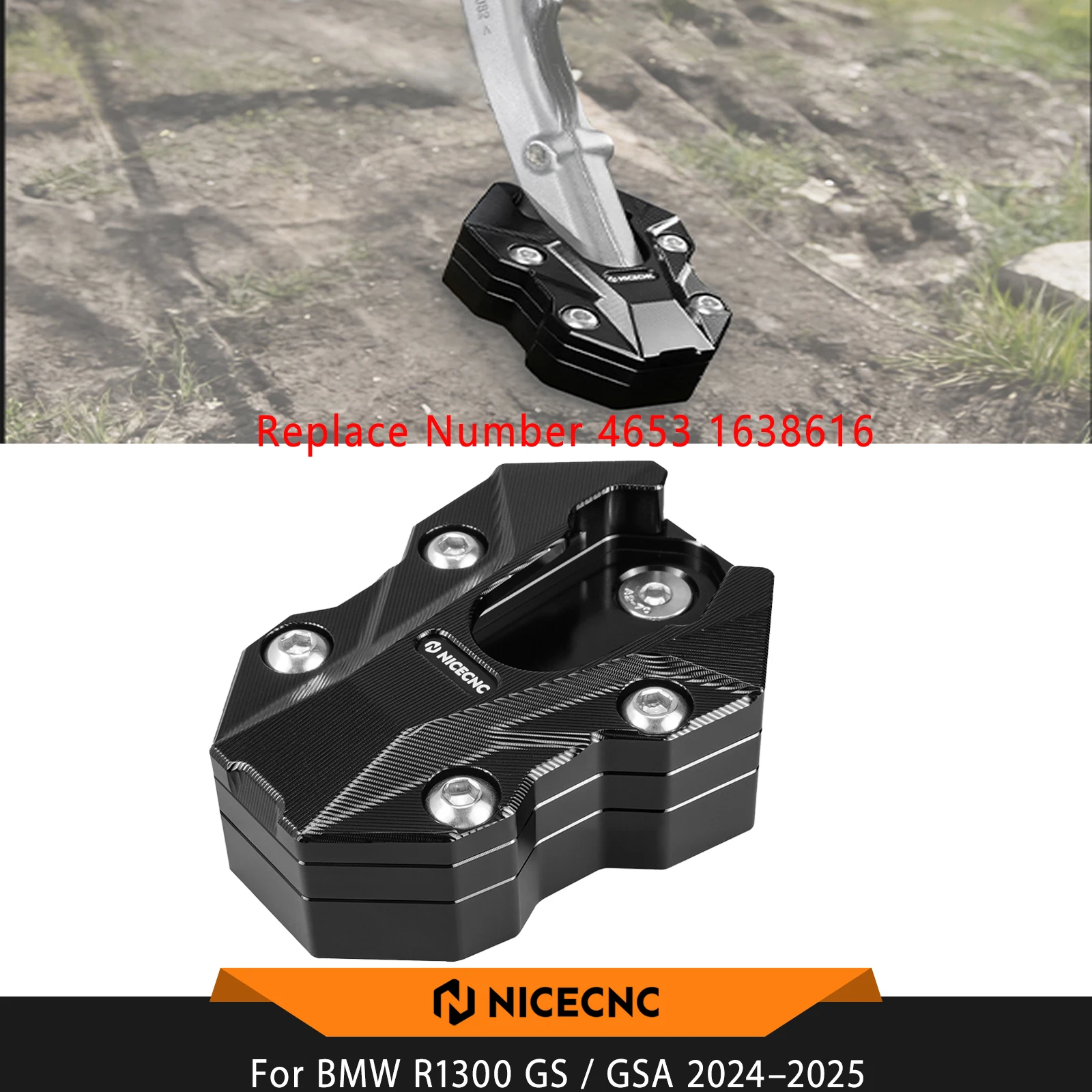 

Увеличитель площади опоры боковой подножки NICECNC для BMW R1300 GS/GSA 24-25 с адаптивной регулировкой высоты, замена подвески 4653 1638616