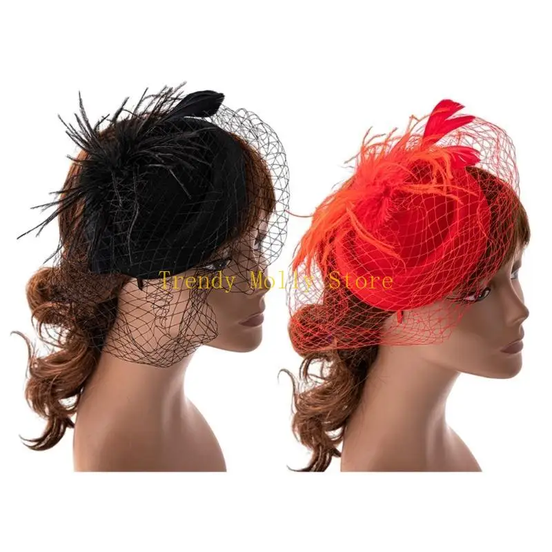 

N5KB Tea Party Fascinator Derby Hat Women Fascinator Headband Derby Pillbox Hat Cocktail Fascinator Flower Fascinator