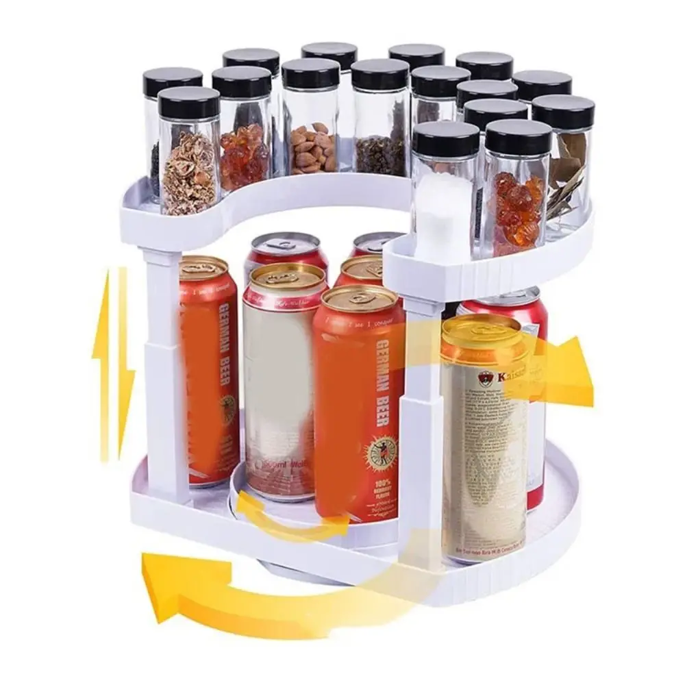 

Accessories 360 Degree Rotating Condiment Storage Rack Wide Base Bilayer Spices Holder Non-Slip Turntable Storage Tray Kitchen