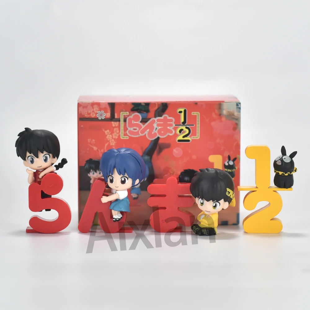 Aixlan 4PCS Ranma 1/2 Figure Ranma Tendou Akane Q Version Cute PVC Action Figure Amine Christmas Gift Collectible Figurine