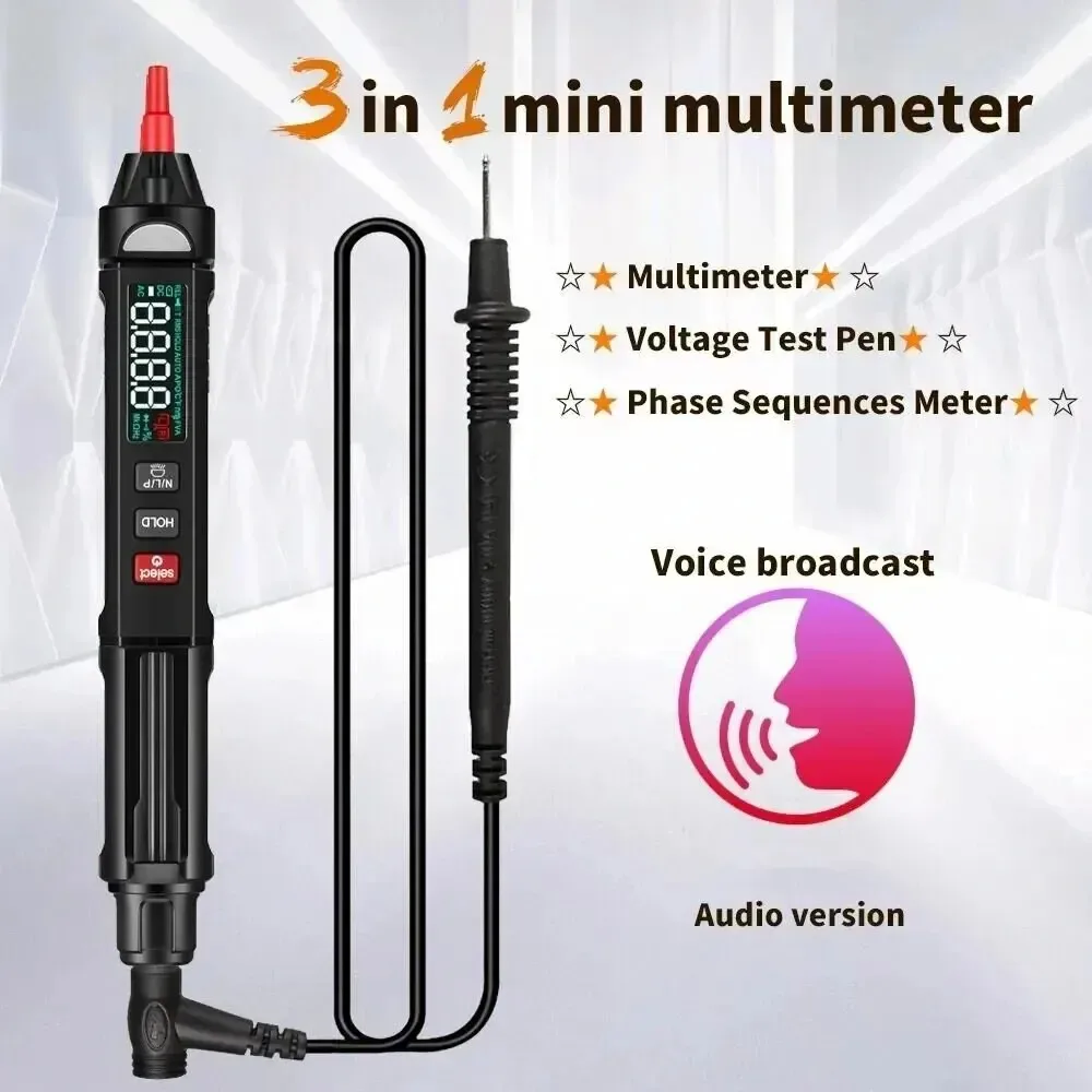 WInapex Digital True RMS Multimeter Voltage Test Pen Phase Sequences Meter 3 In 1 6000 Counts Multimeter Auto Range Voltmeter