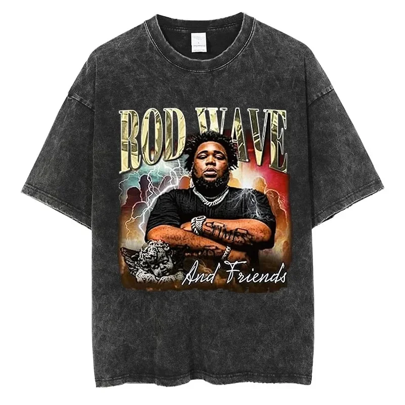 Rod Wave Graphic T-shirt Hip Hop Rapper Poster Print Shirt Cotton Vintage Short Sleeve Tees Men Women Oversized Streetwear Tops