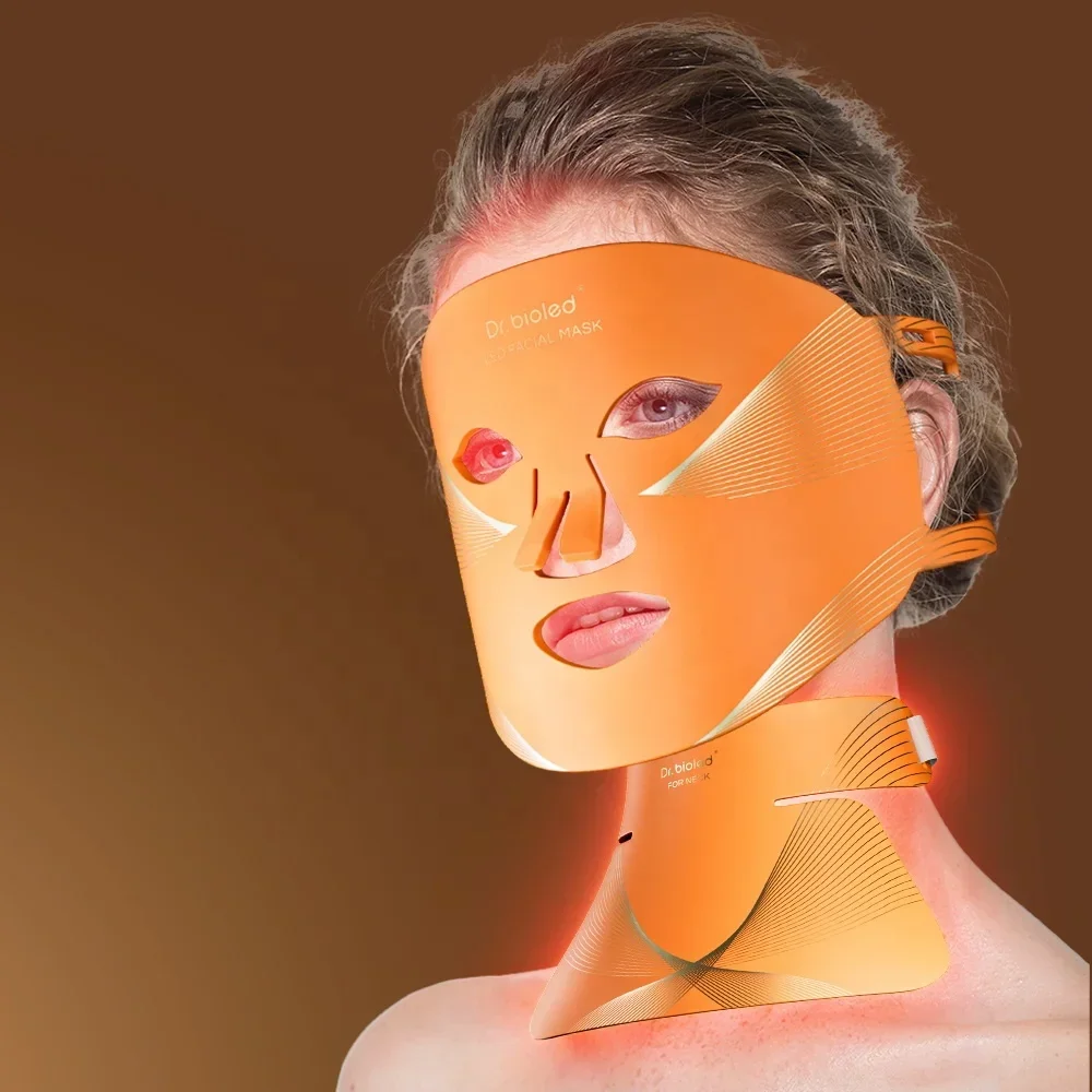 20252024 Hot Selling Rechargeable 850nm Near Infrared Red 8 LED Lights Therapy Acne Treatment Removal Face and Neck Silicone Mas