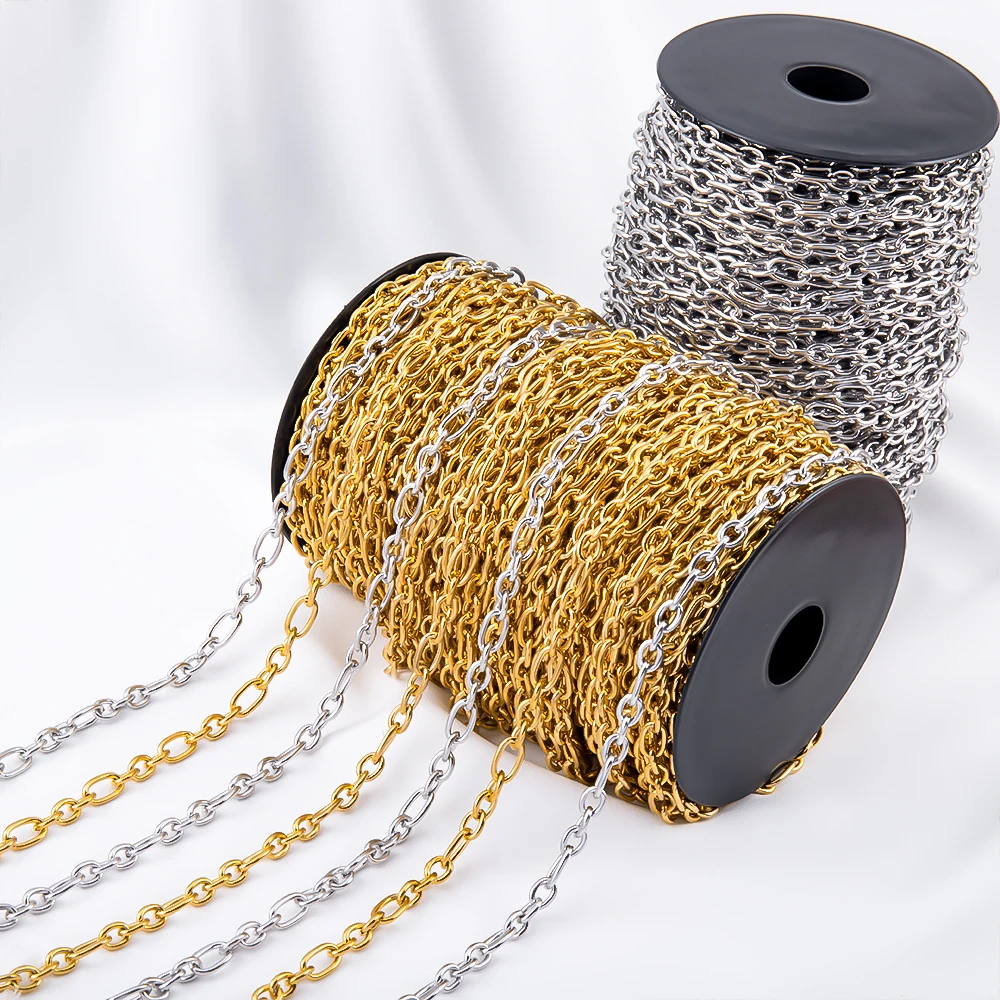 

0.5/1 meter Stainless Steel Cross Large Ring Chain Jewelry Making Kit DIY Accessories for Necklaces Bracelets Craft Supplies Hot