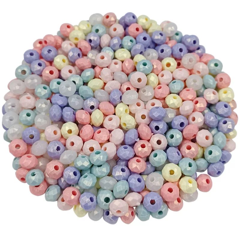 100Pcs/bag 6mm Solid Color Faceted Cutting Flat Round Beads for Acrylic Pendants DIY Necklace Bracelets Jewelry Accessories