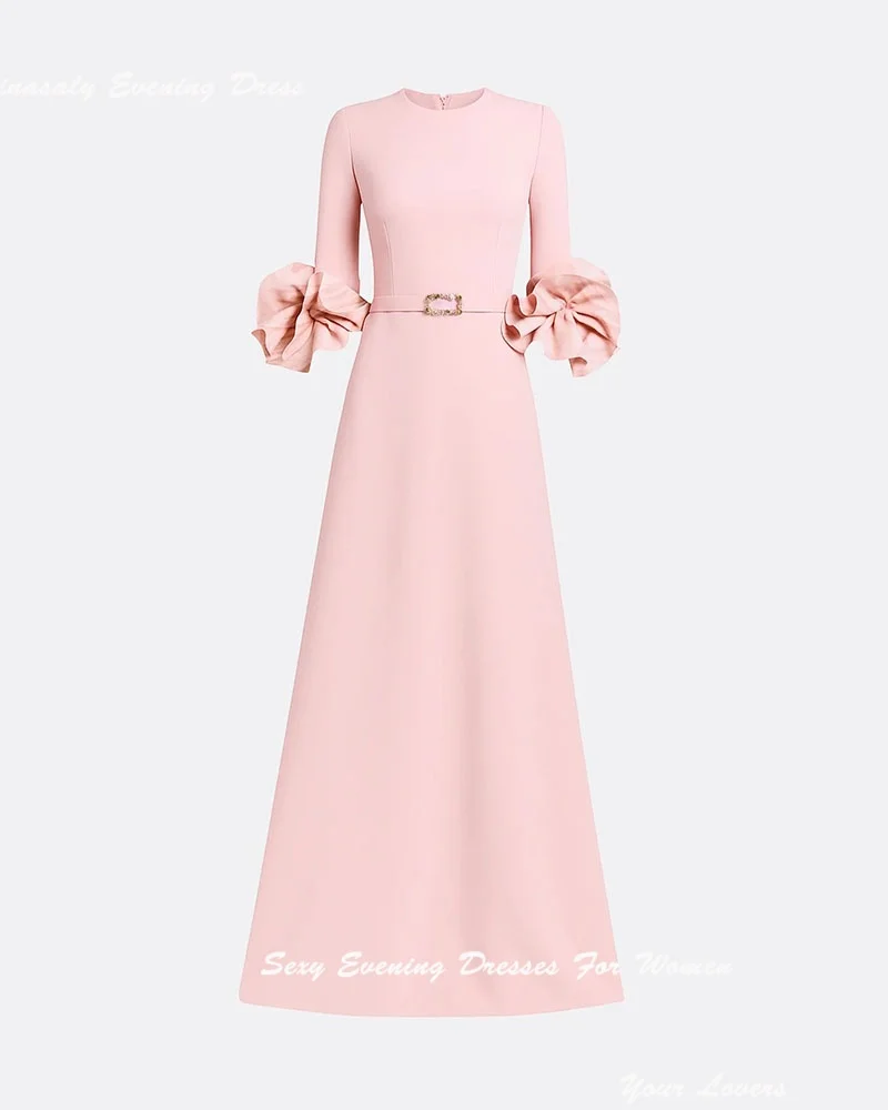 Crepe Evening Dresses For Sexy Women Formal Cocktail Dress فساتين سهرة Floor-length O-Neck A-line Prom Party Gowns