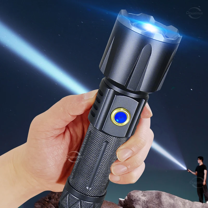 

Paweinuo Super LED Flashlight Usb Rechargeable Powerful Torch Zoom IPX6 Waterproof Tactical Flash Light for Working Hunting etc