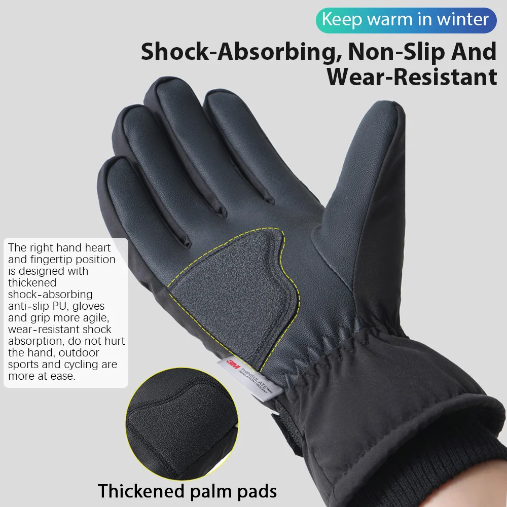 Männer Winter Wasserdichte Radfahren Handschuhe Outdoor Sport Laufen Motorrad Ski Touchscreen Fleece Handschuhe Nicht-slip Warme Volle Finger – Detail 7