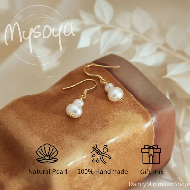 

MYSOYA серьги с белым пресноводным жемчугом 6-7 мм с подарочной коробкой для нее/его дня рождения/свадьбы/Рождества/Нового года/подарок на годовщину