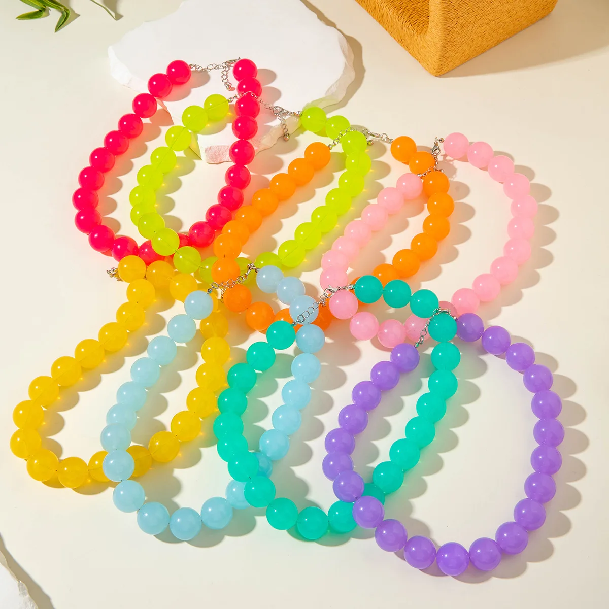 Docona Bohemia Bead Round Colourfulne Neckalce for Women Fashion Banquet Adjustable Geometric Holiday  Jewelry Party Gifts