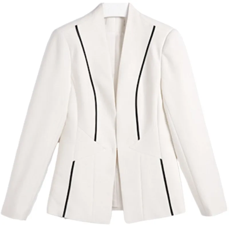 2022 White Women Formal Dress Suit Ladies Elegant Business Office Wear Blazer Suits Long Sleeve Blazer Jacket Dresses Plus Size