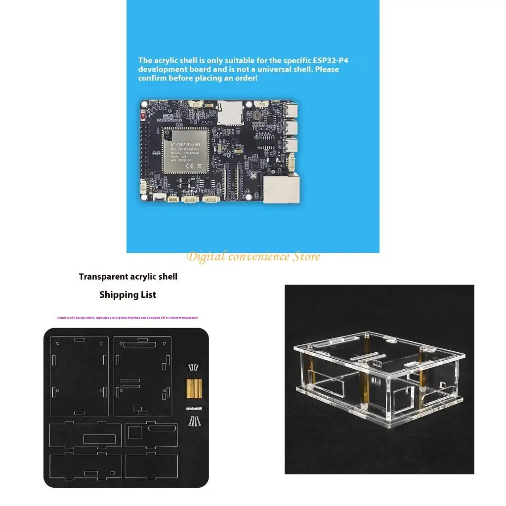

97QA прозрачный акриловый защитный чехол, замена для платы ESP32, рассеивание тепла, простая сборка, аксессуары для обслуживания