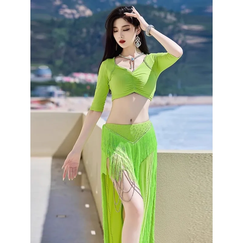 

Customized New Belly Dance Set Performance Costume Shining Tassel Oriental Dance Costume Indian Clothes Women