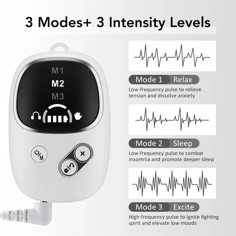A83G-For Insomnia Relief Tool Smart CES Sleep Aid Handheld& Ear Clip Microcurrent Pulse Device For Nerves Anxiety Improved Sleep