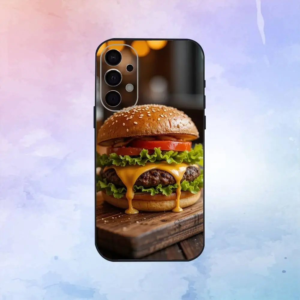 Вкусный, сочный большой гамбургерный чехол для телефона Samsung S25, S24, S21, S22, S23, S30, Ultra, S20, Plus, Fe, Lite, Note, 10,9,5G, черный чехол