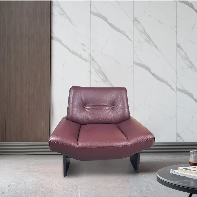 Mid-Century Casual Leather Atmosphere Hotel Living Room Sofa Chair Bedroom Lazy Chair High-End