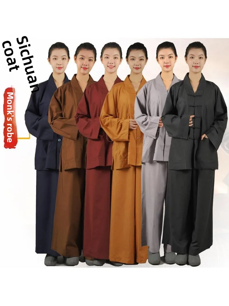 

Monk's Short Suit Zen Meditation Clothing Male Female Set Master's Robe Taoist Priestess Outfit Traditional Chinese Hanfu
